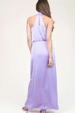 Satin Stretch Maxi Dress Marryme | Purple... | Dante 6 | Little Soho