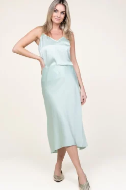 Satin Stretch Skirt Peppa | Green... | Dante 6 | Little Soho