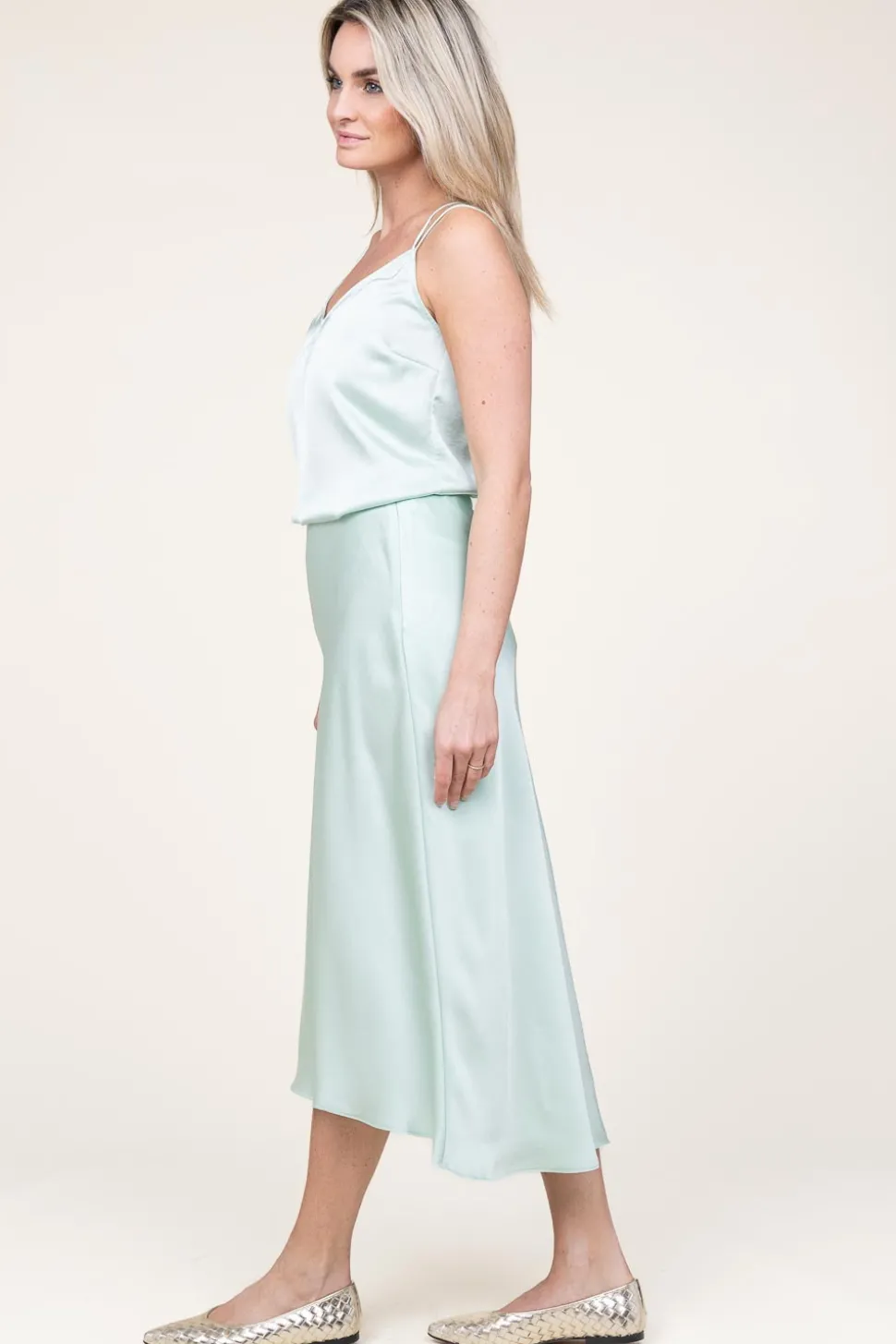Satin Stretch Skirt Peppa | Green... | Dante 6 | Little Soho