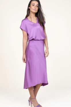 Satin Stretch Skirt Peppa | Pink... | Dante 6 | Little Soho