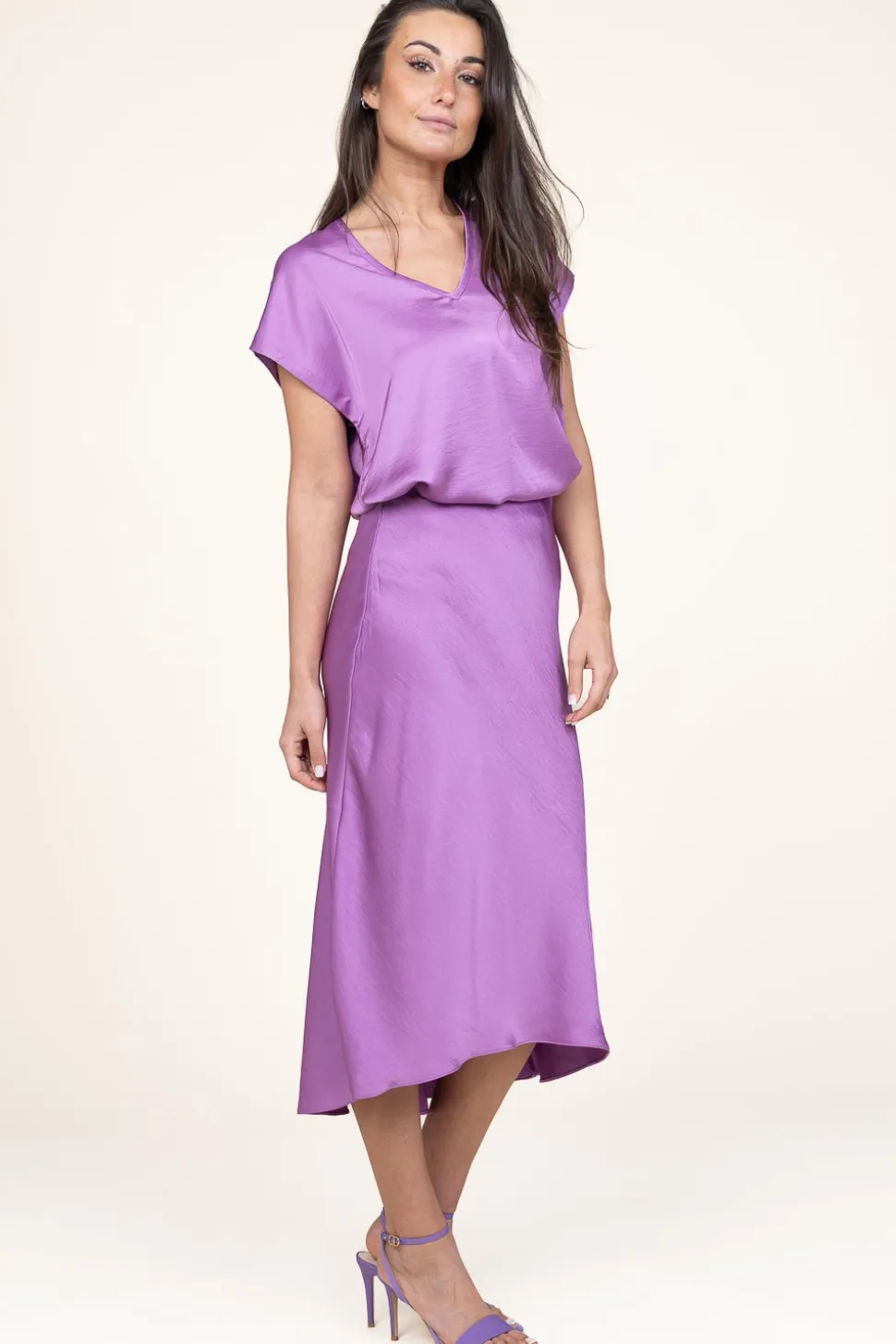Satin Stretch Skirt Peppa | Pink... | Dante 6 | Little Soho