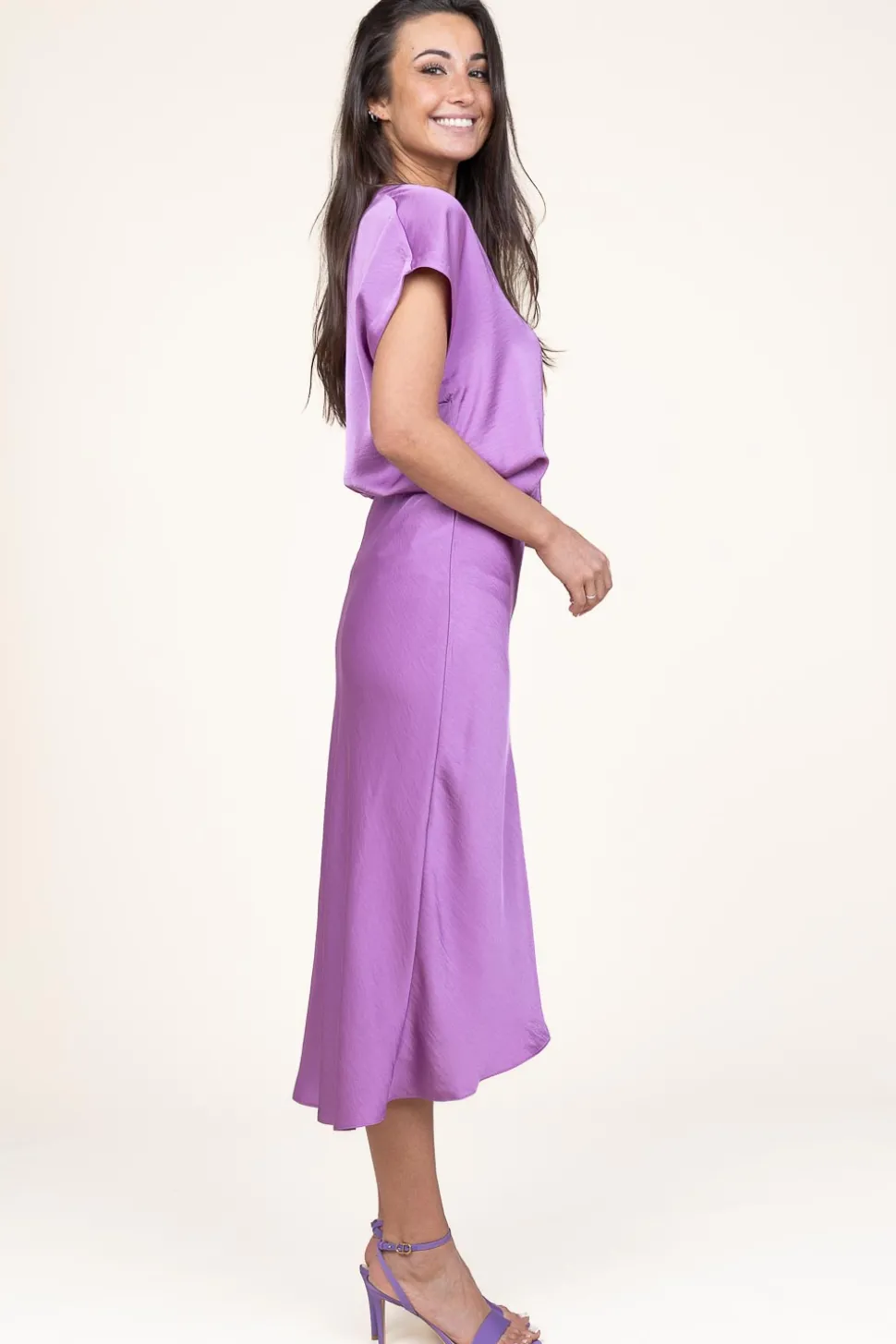 Satin Stretch Skirt Peppa | Pink... | Dante 6 | Little Soho