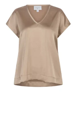 Satin Stretch Top Luiza | Beige... | Dante 6 | Little Soho