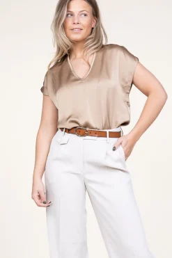 Satin Stretch Top Luiza | Beige... | Dante 6 | Little Soho
