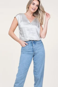 Satin Stretch Top Luiza | Green... | Dante 6 | Little Soho