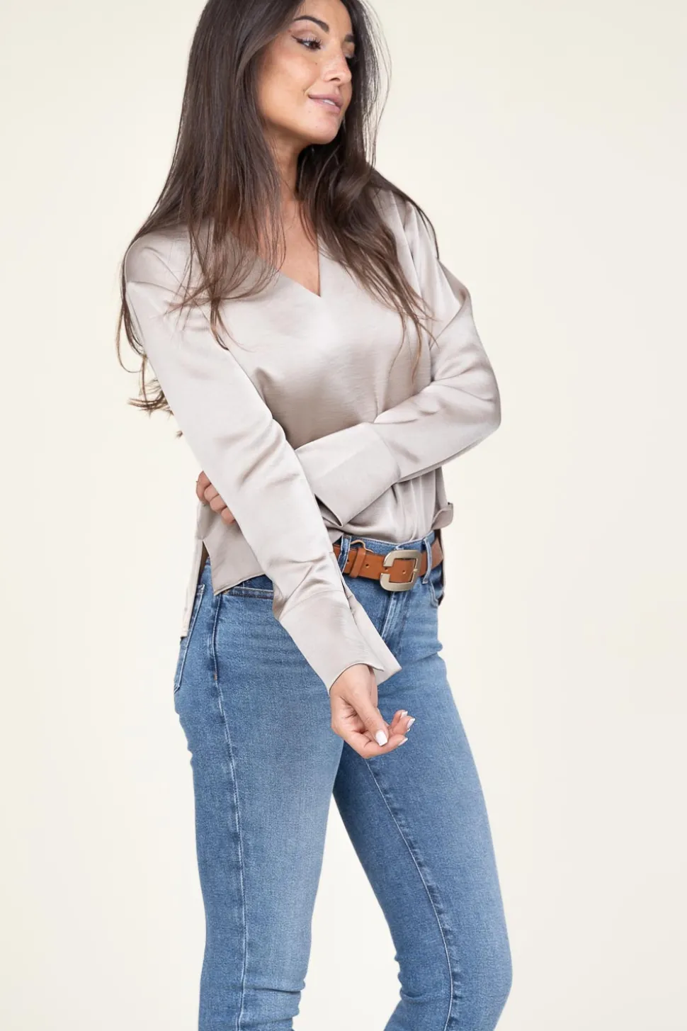 Satin Top Bodil | Taupe... | Dante 6 | Little Soho