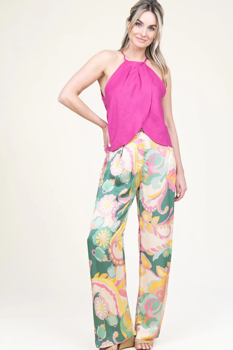 Satin Viscose Pants With Print Sanpedro | Pink... | Louizon | Little Soho