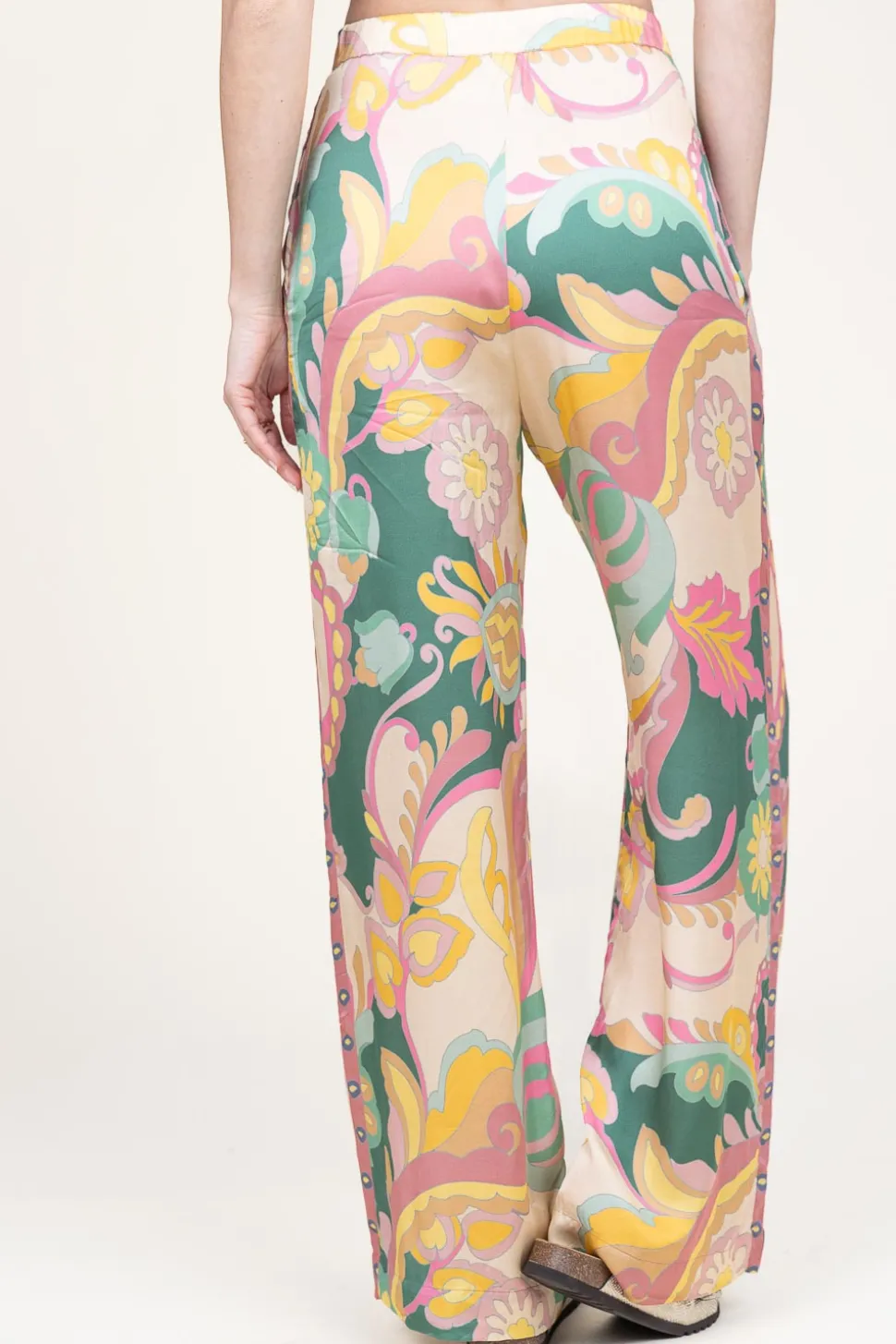 Satin Viscose Pants With Print Sanpedro | Pink... | Louizon | Little Soho