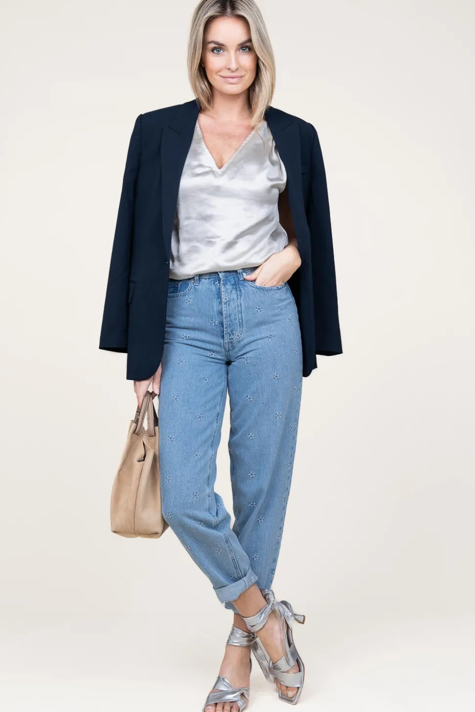 Satin V-Neck Top Oriana | White... | Aaiko | Little Soho