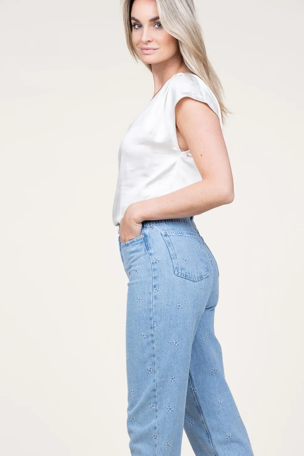 Satin V-Neck Top Oriana | White... | Aaiko | Little Soho