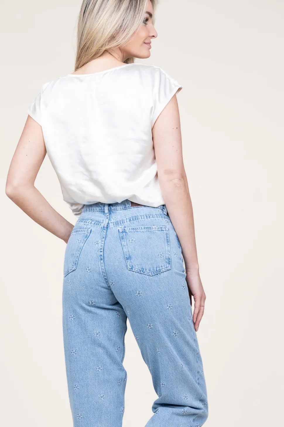 Satin V-Neck Top Oriana | White... | Aaiko | Little Soho