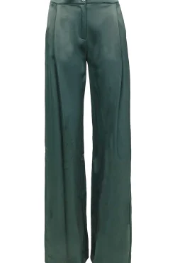 Satin Wide Leg Trousers Elena | Groen... | Patrizia Pepe | Little Soho