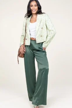Satin Wide Leg Trousers Elena | Groen... | Patrizia Pepe | Little Soho