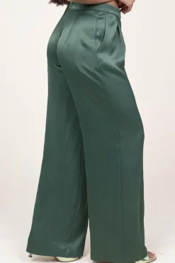 Satin Wide Leg Trousers Elena | Groen... | Patrizia Pepe | Little Soho