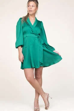 Satin Wrap Dress Clun | Green... | Suncoo | Little Soho
