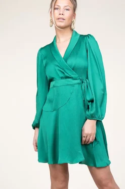 Satin Wrap Dress Clun | Green... | Suncoo | Little Soho