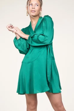 Satin Wrap Dress Clun | Green... | Suncoo | Little Soho