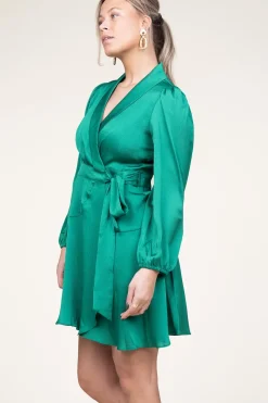 Satin Wrap Dress Clun | Green... | Suncoo | Little Soho