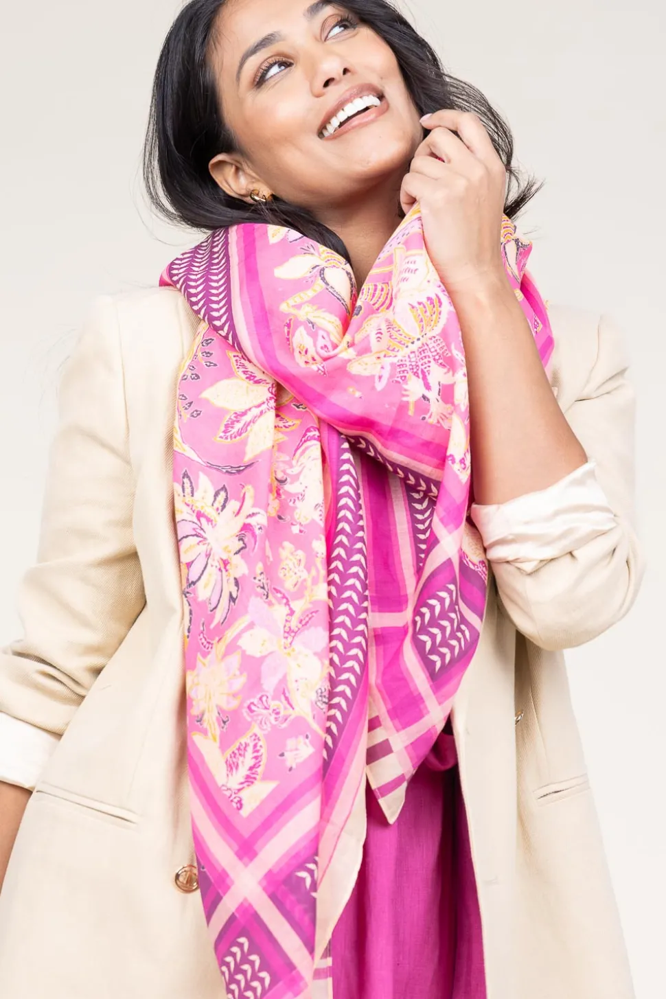 Scarf With Print Mira | Pink... | Moment Amsterdam | Little Soho