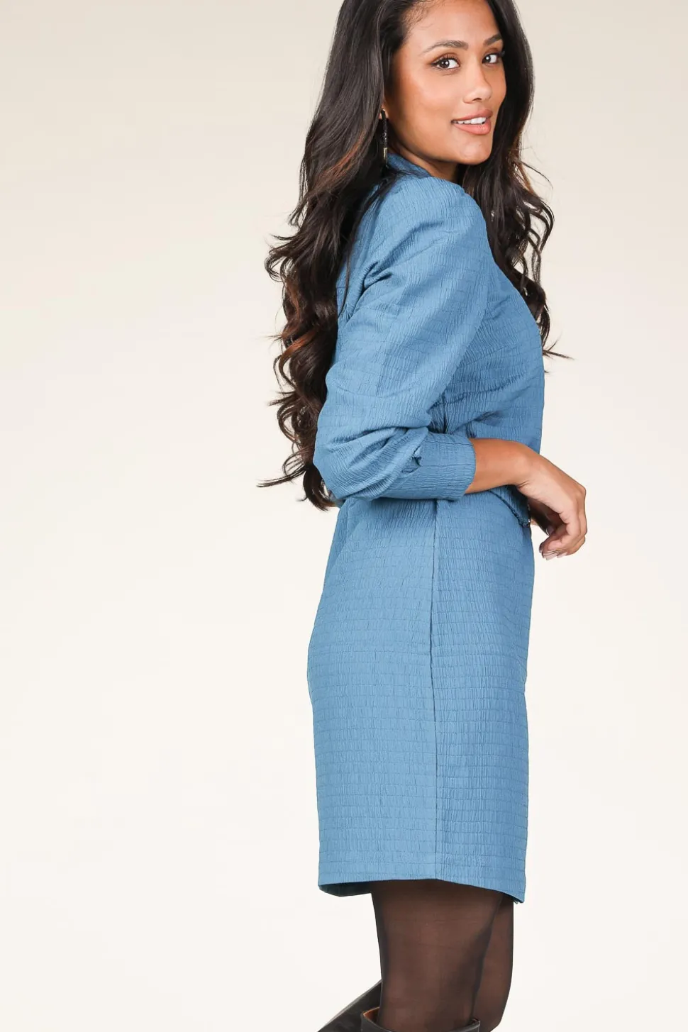 Seersucker Dress Aya | Blue... | Dante 6 | Little Soho