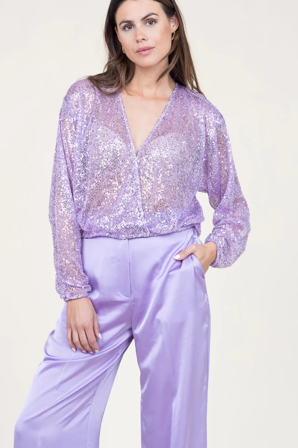 Sequin Wrap Top Crazyabout | Purple... | Dante 6 | Little Soho
