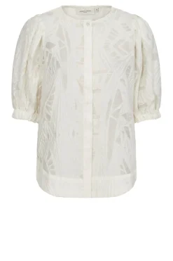 Shiny Flockprint Blouse Baloon | Natural... | Copenhagen Muse | Little Soho