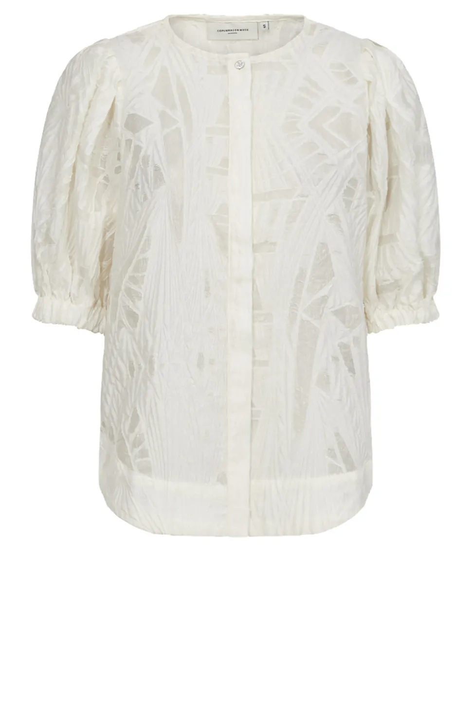 Shiny Flockprint Blouse Baloon | Natural... | Copenhagen Muse | Little Soho