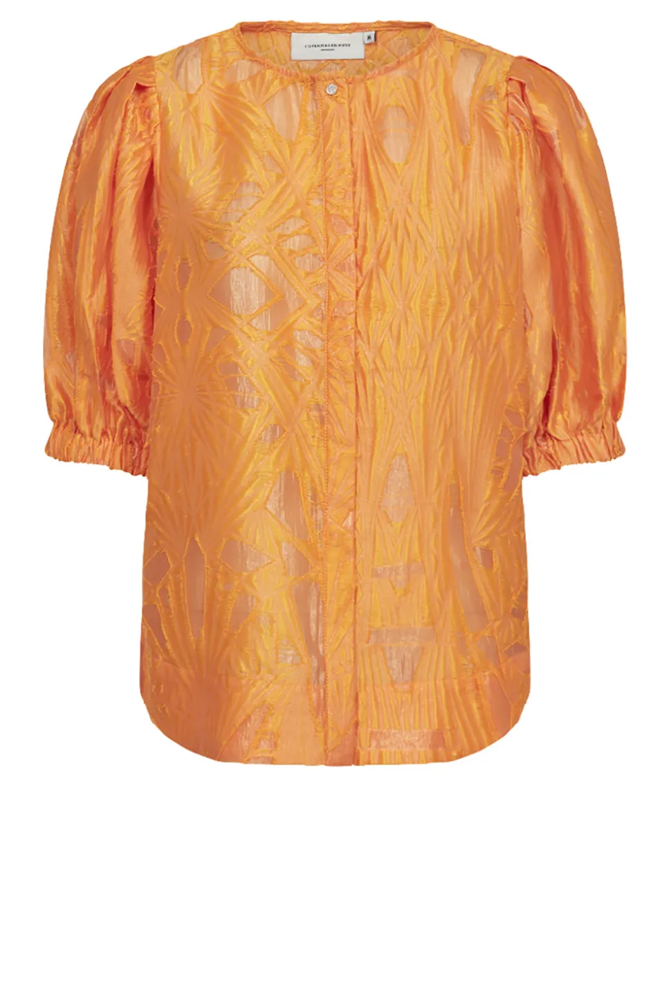 Shiny Flockprint Blouse Baloon | Orange... | Copenhagen Muse | Little Soho
