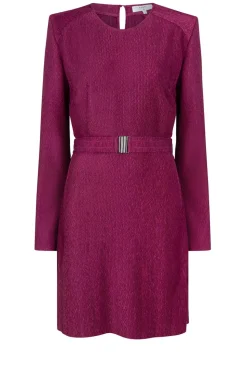 Shiny Jacquard Dress Arone | Bordeaux... | Dante 6 | Little Soho