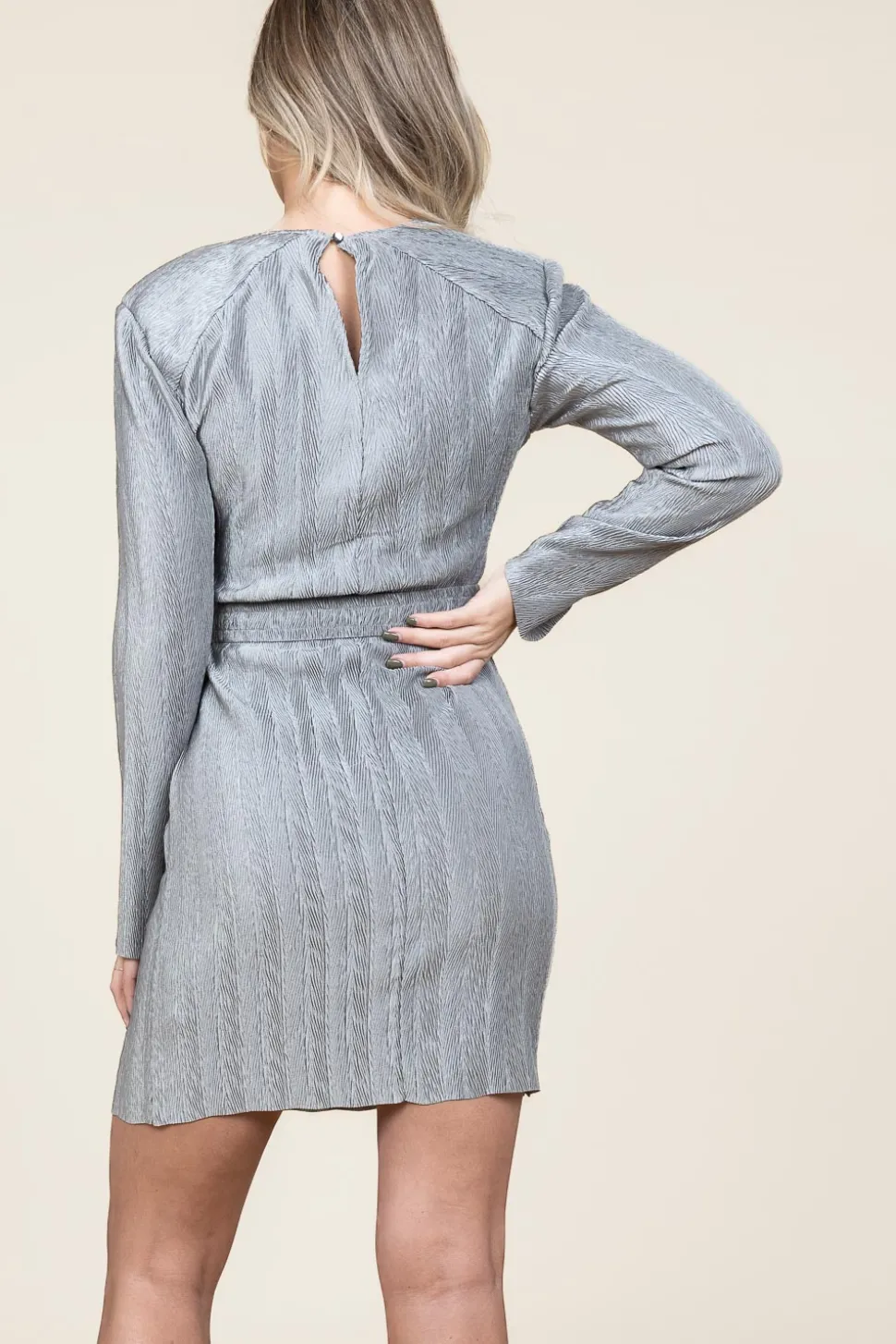 Shiny Jacquard Dress Arone | Silver... | Dante 6 | Little Soho