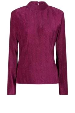 Shiny Jacquard Top Liz | Bordeaux... | Dante 6 | Little Soho