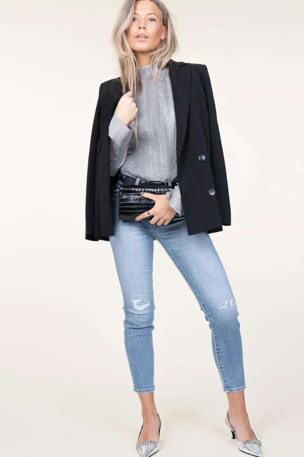 Shiny Jacquard Top Liz | Silver... | Dante 6 | Little Soho