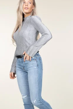 Shiny Jacquard Top Liz | Silver... | Dante 6 | Little Soho