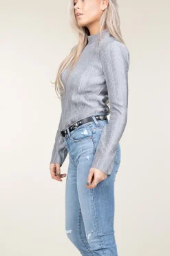 Shiny Jacquard Top Liz | Silver... | Dante 6 | Little Soho