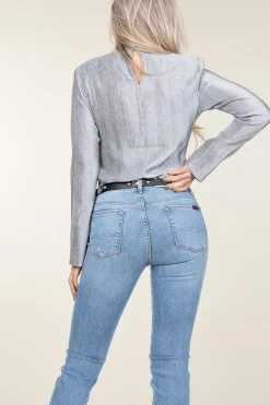 Shiny Jacquard Top Liz | Silver... | Dante 6 | Little Soho
