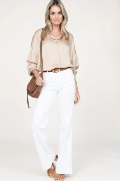 Shiny Viscose Blouse Geo | Beige... | Kocca | Little Soho