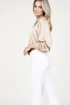 Shiny Viscose Blouse Geo | Beige... | Kocca | Little Soho