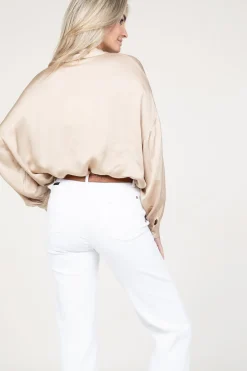 Shiny Viscose Blouse Geo | Beige... | Kocca | Little Soho