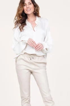 Shiny Viscose Blouse Geo | White... | Kocca | Little Soho