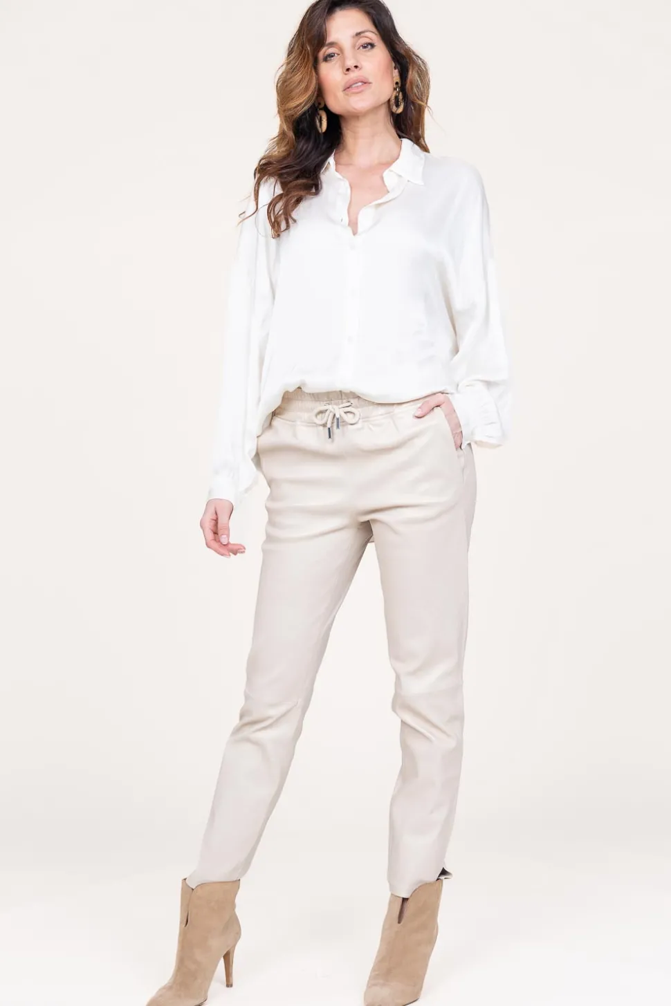 Shiny Viscose Blouse Geo | White... | Kocca | Little Soho