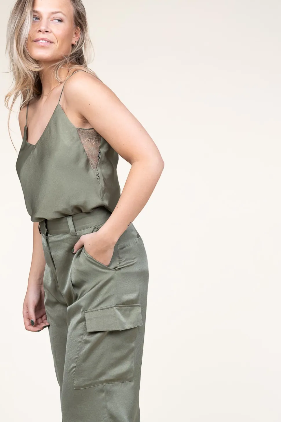 Silk Top With Lace Clarisse | Green... | Ba&Sh | Little Soho