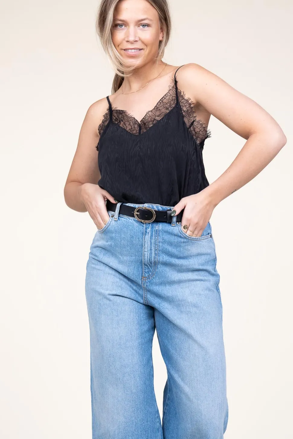 Silk Top With Lace Taylor | Black... | Berenice | Little Soho