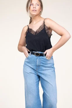 Silk Top With Lace Taylor | Black... | Berenice | Little Soho