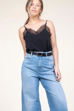 Silk Top With Lace Taylor | Black... | Berenice | Little Soho