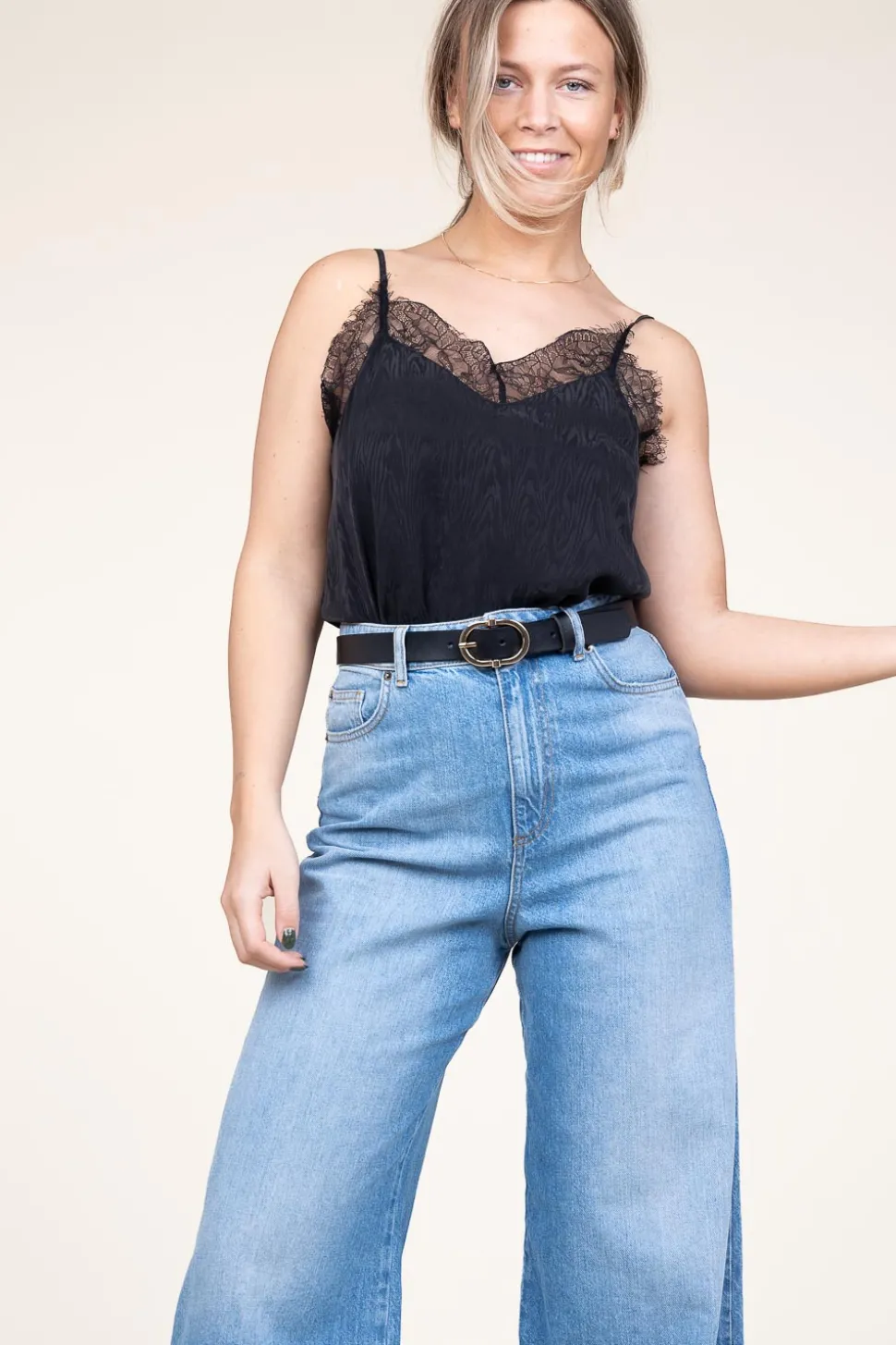 Silk Top With Lace Taylor | Black... | Berenice | Little Soho