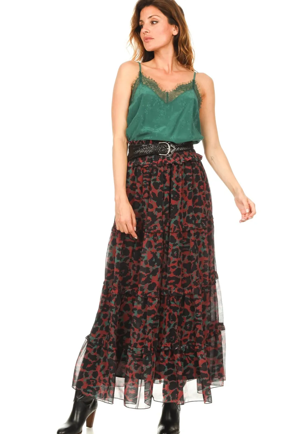 Silk Top With Lace Taylor | Green... | Berenice | Little Soho