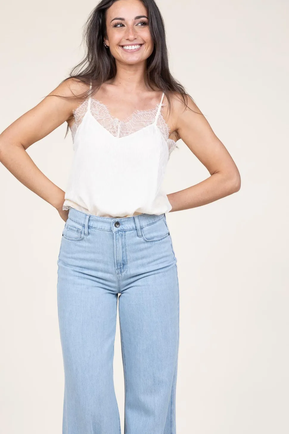 Silk Top With Lace Taylor | Natural... | Berenice | Little Soho