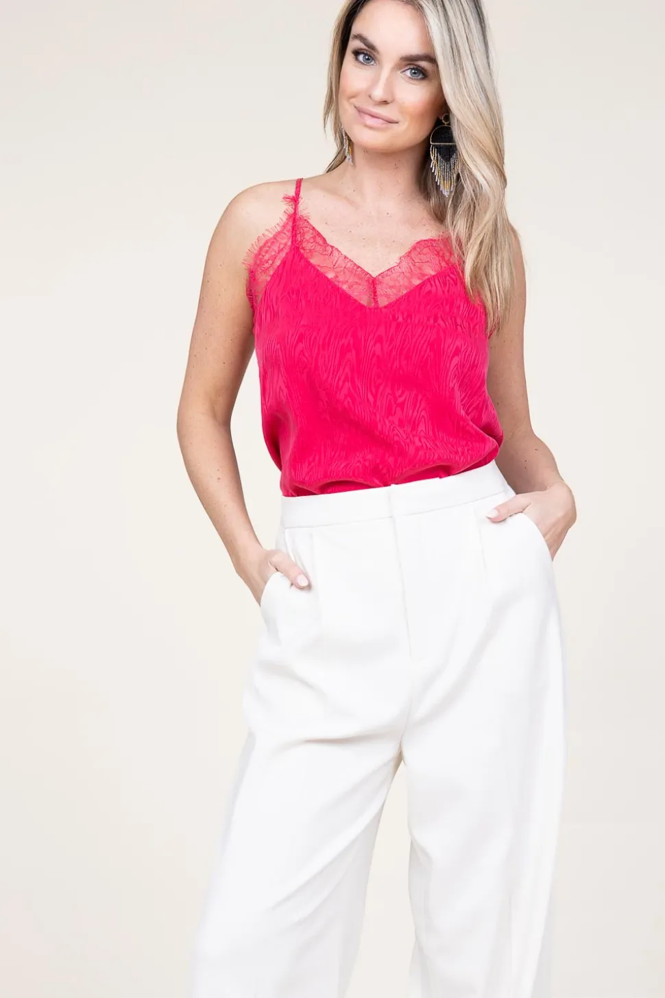 Silk Top With Lace Taylor | Pink... | Berenice | Little Soho