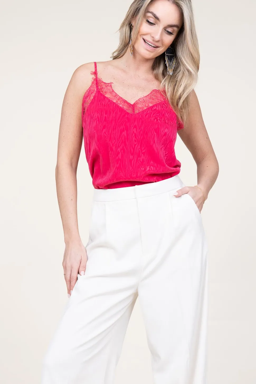 Silk Top With Lace Taylor | Pink... | Berenice | Little Soho
