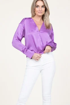 Silk Wrap Top Lisboa | Purple... | Dante 6 | Little Soho